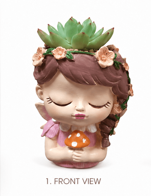 Bring whimsical enchantment and tranquil beauty to your home with this Handcrafted Resin Angel Fairy Girl Face Flower Planter Pot. Sculpted with fine artistic detail, this adorable fairy girl planter